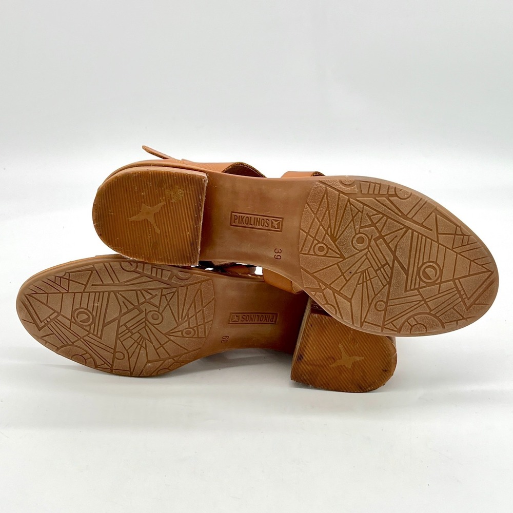 PIKOLINOS Blanes Womens 8-8.5/39 Cage Block Heeled Sandal w Zip Brandy $205 - Picture 12 of 13